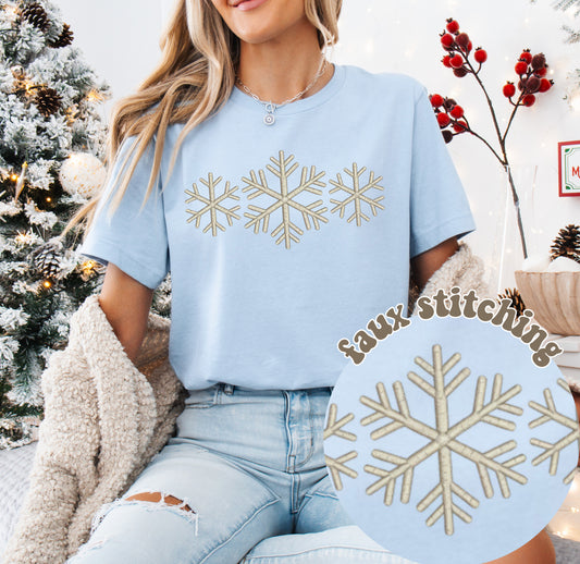 Faux Embroidered Snowflakes