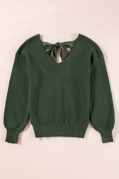 Olive Bow Back Detail Sweater