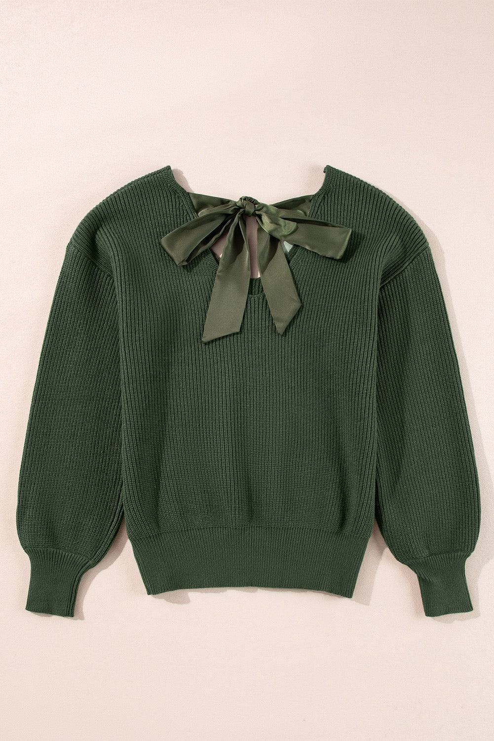 Olive Bow Back Detail Sweater