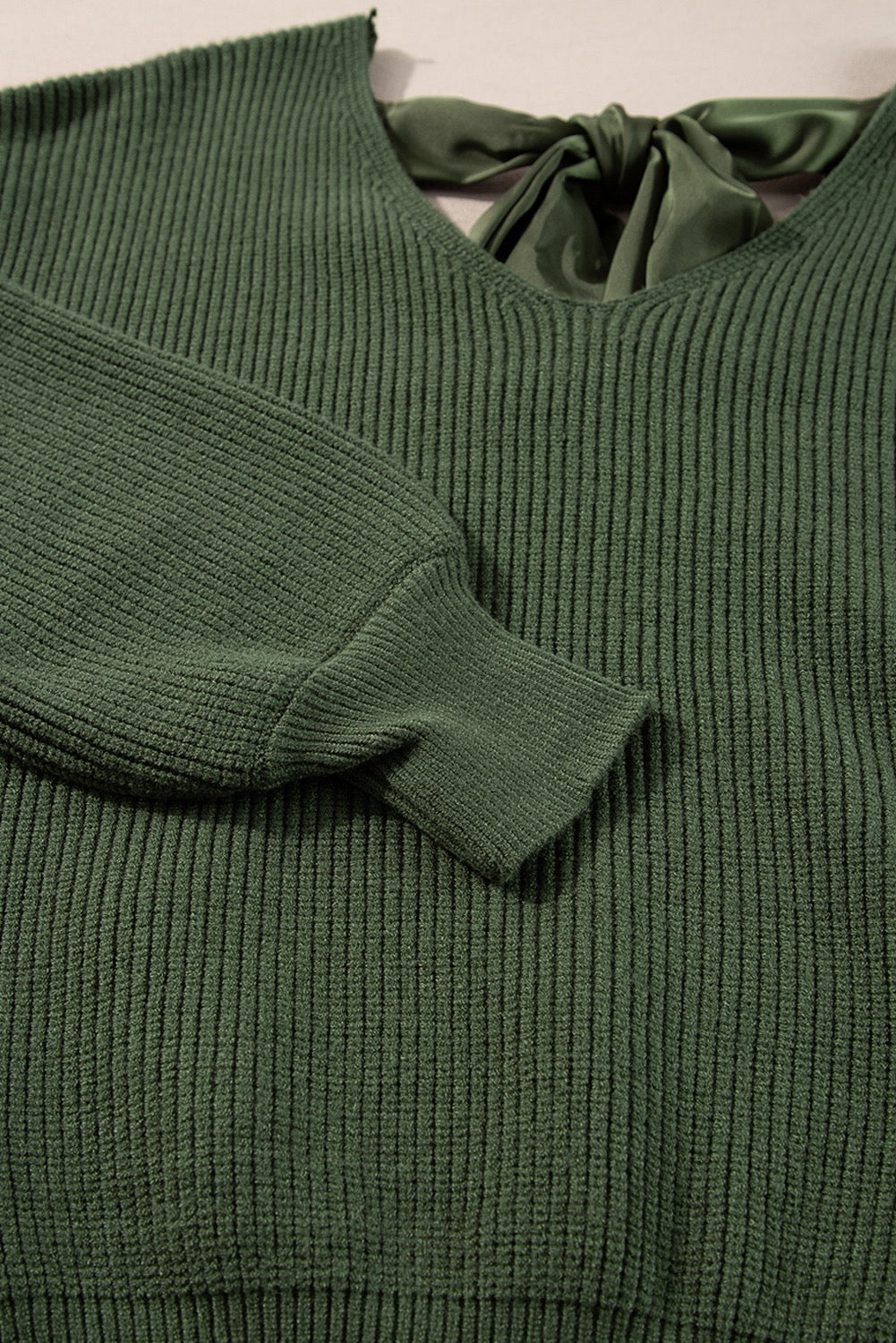 Olive Bow Back Detail Sweater