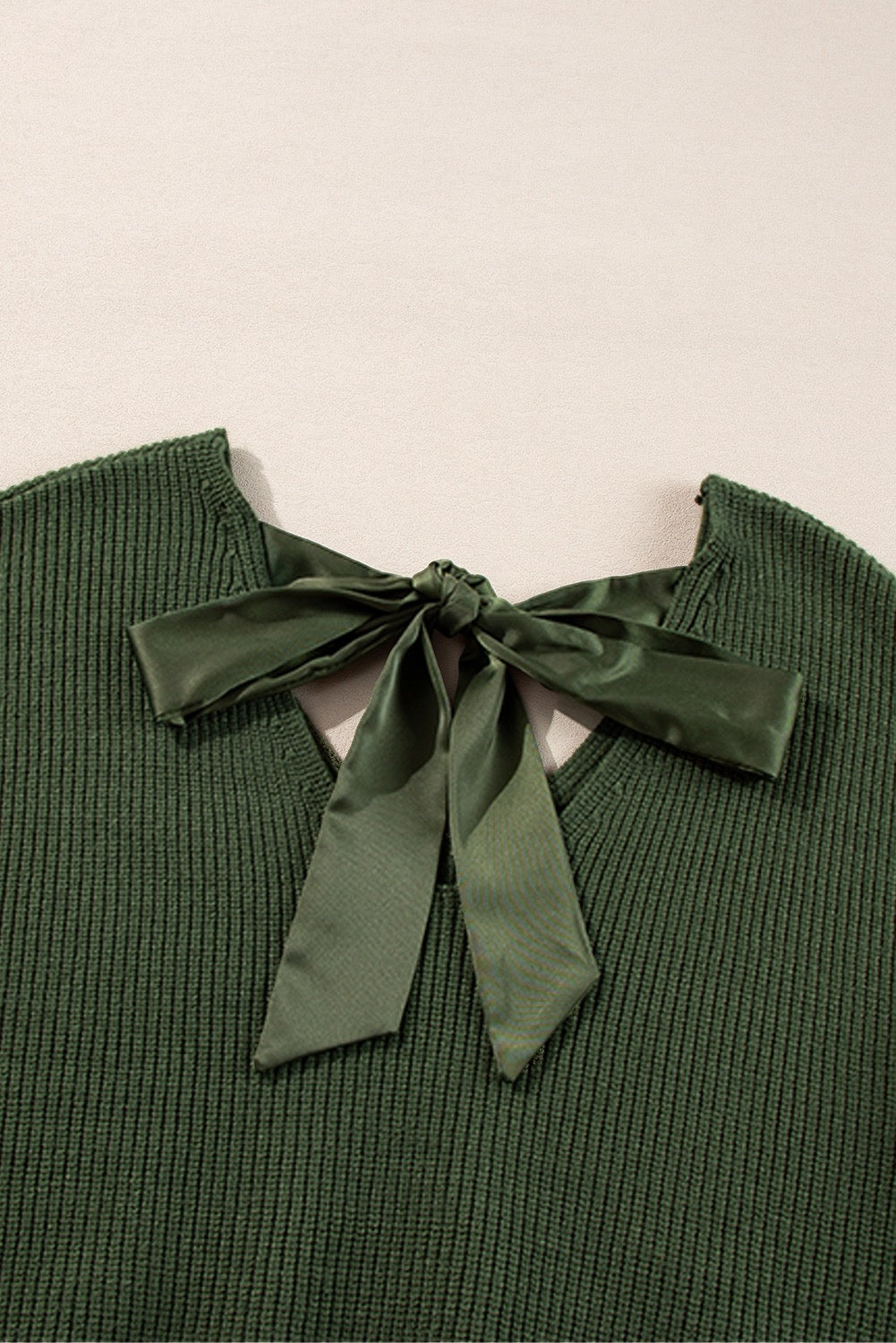 Olive Bow Back Detail Sweater