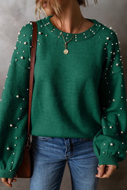 Green Pearled Sweater