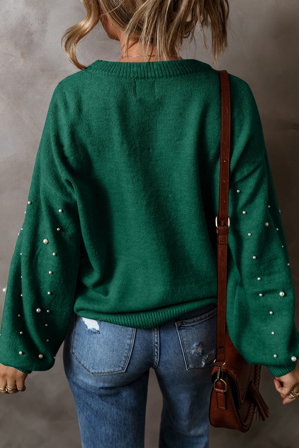 Green Pearled Sweater