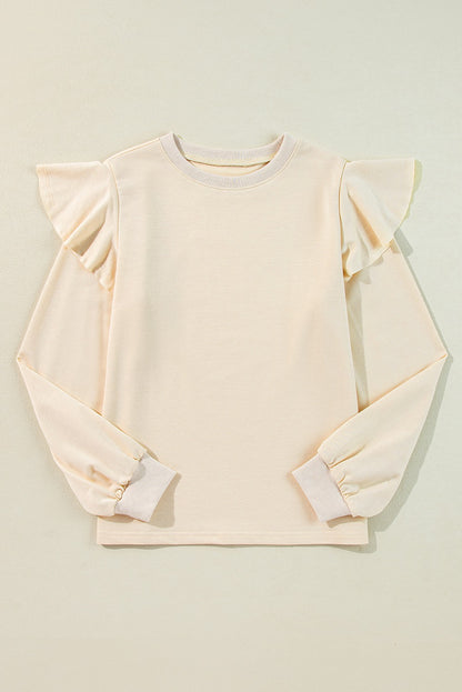 Cream Flutter Sleeve Top