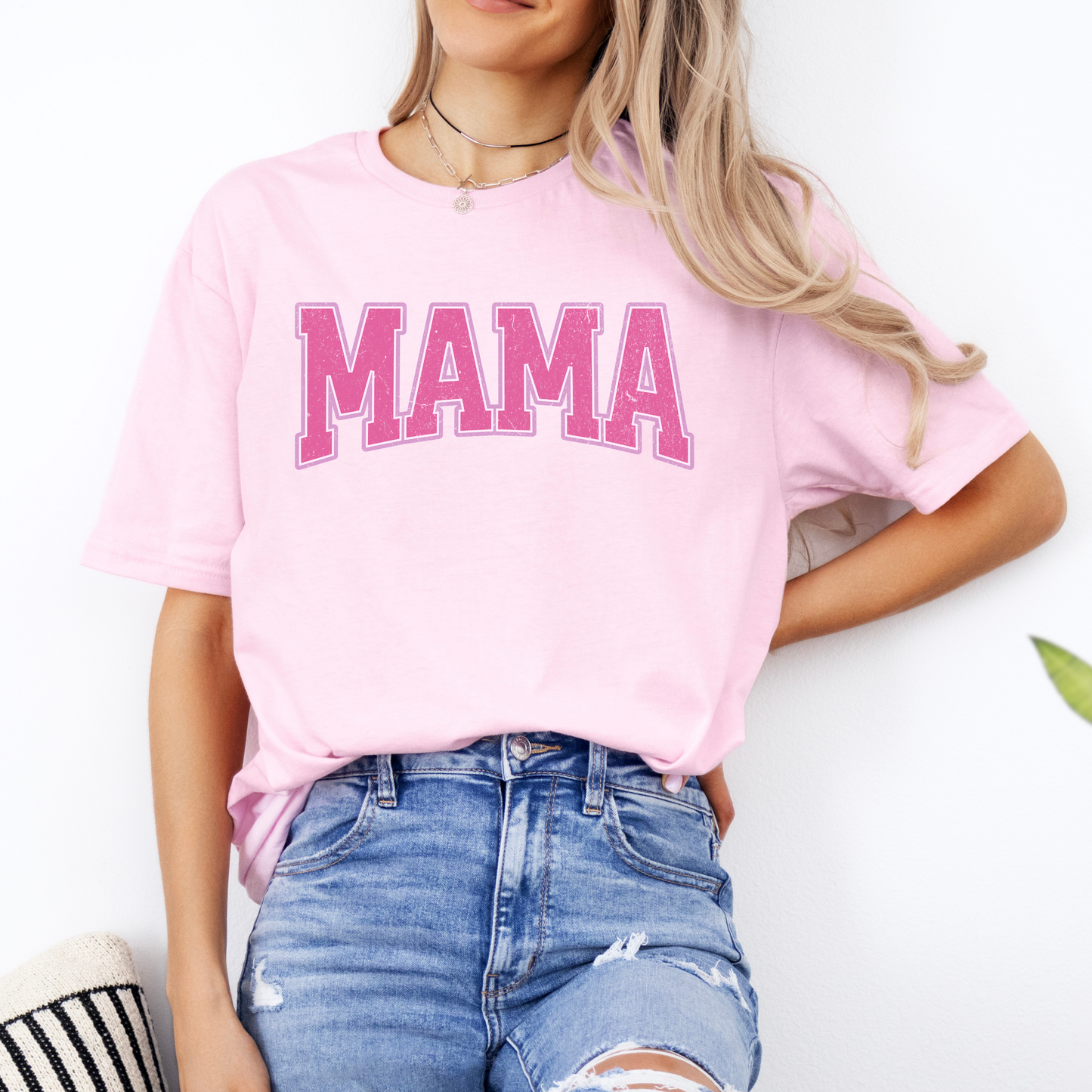 MAMA - Distressed Pink - Light Pink